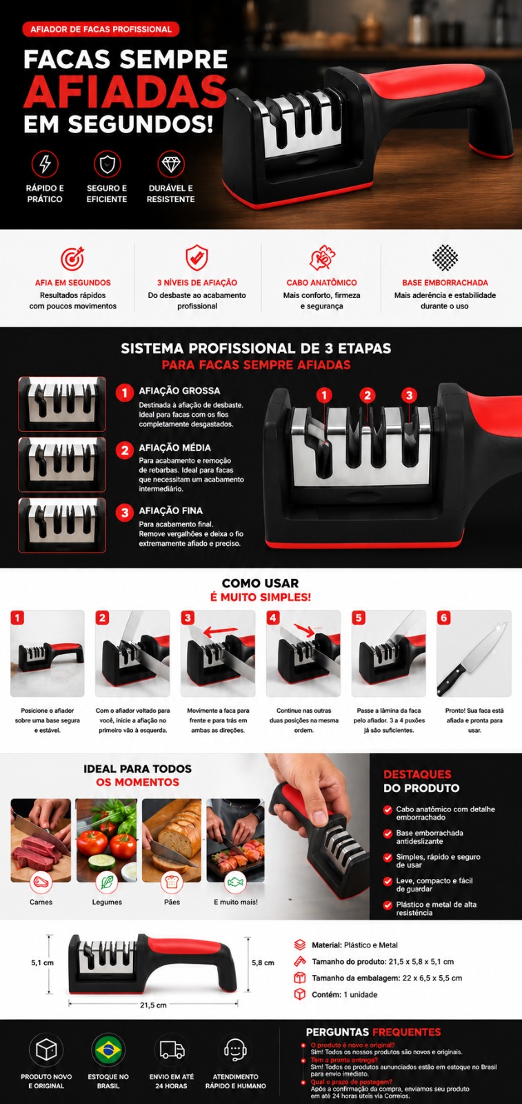 Afiador de Facas Profissional - Brinde