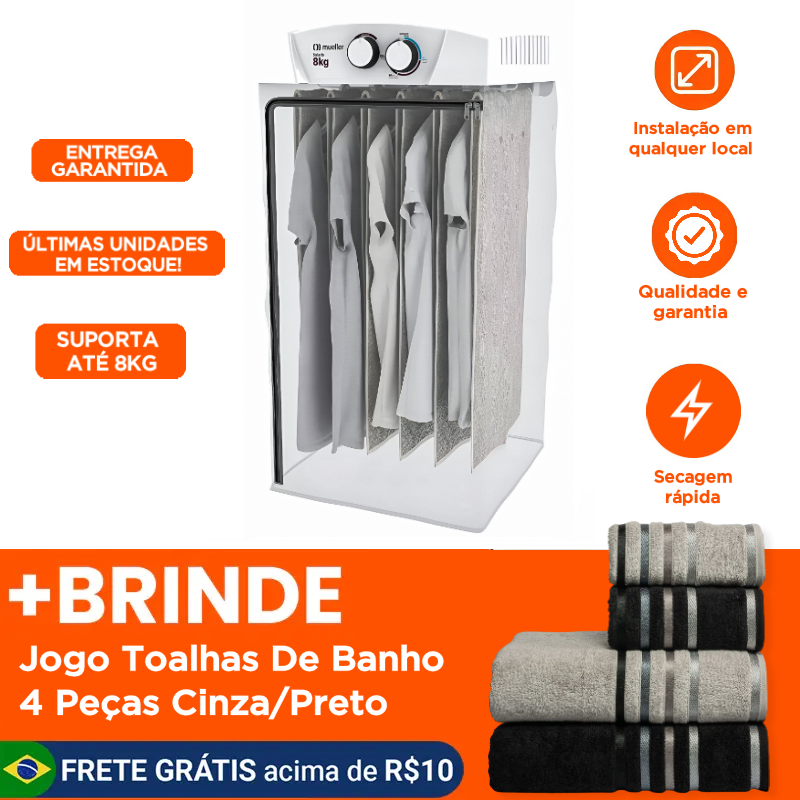 Secadora de Roupas Fischer Super Ciclo 8KG + Brinde Jogo Toalhas de Banho 4 Peças